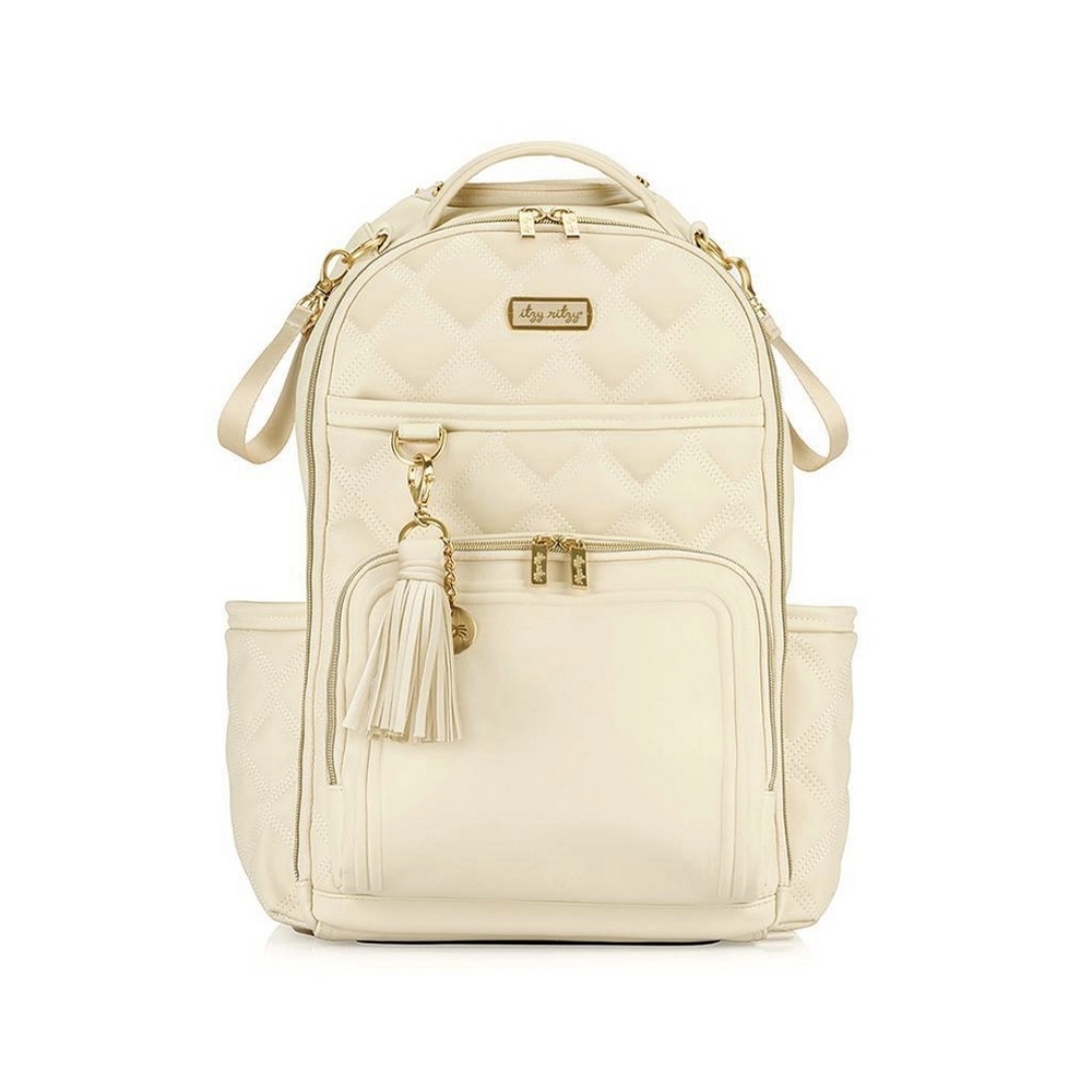 Cream Quilted Backpack
